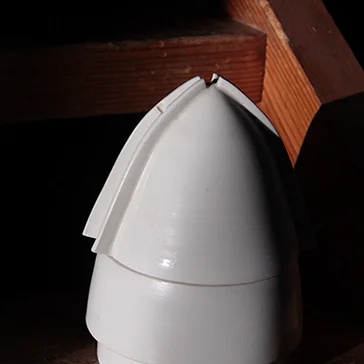 White angular ceramic vessel by Alice Stevens